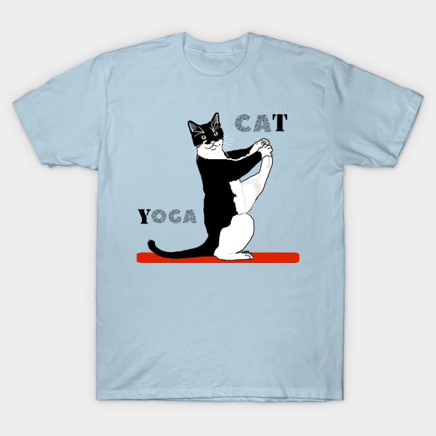 Cat yoga t shirt deals